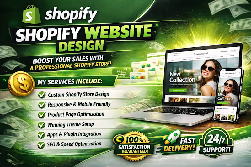 Cover image for build professional shopify website, design shopify store