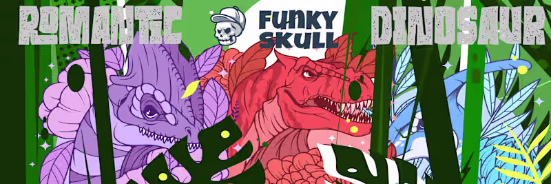 Cover image for Funky Skull Romantic Dinosaur
