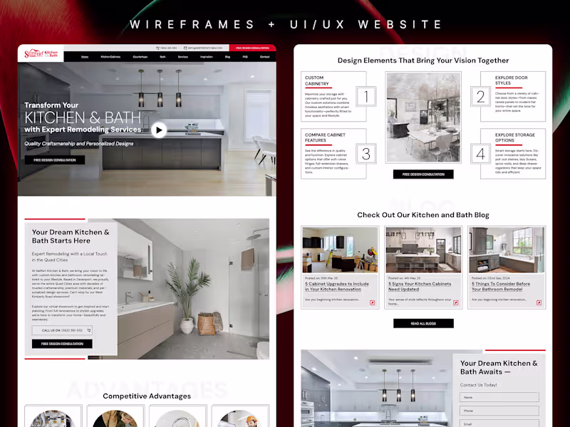 Cover image for Wireframes & UI/UX Design for Kitchen & Bath Remodelling