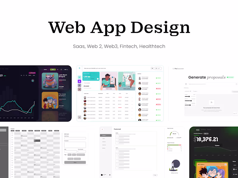 Cover image for Complete Web App Design for Saas, Fintech and Web3