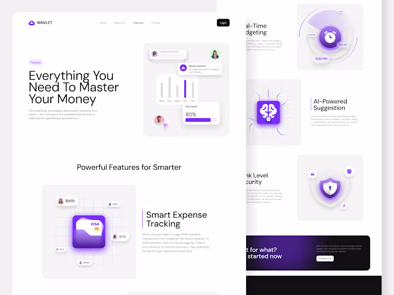 Cover image for Master your money with style 💸 I designed this Features Pag...