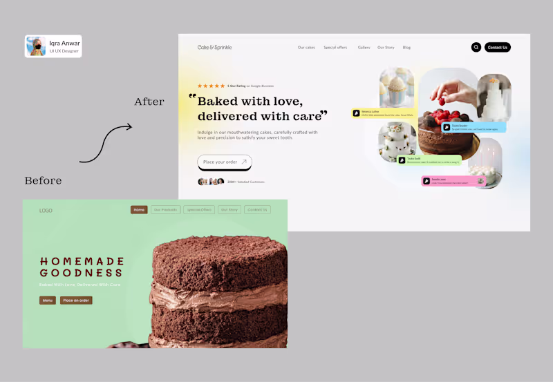 Cover image for Before Vs After - Online Bake Shop Hero Section Design