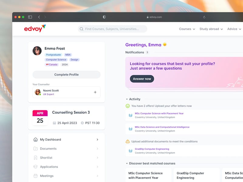 Cover image for Edvoy: refreshed Student’s Homepage