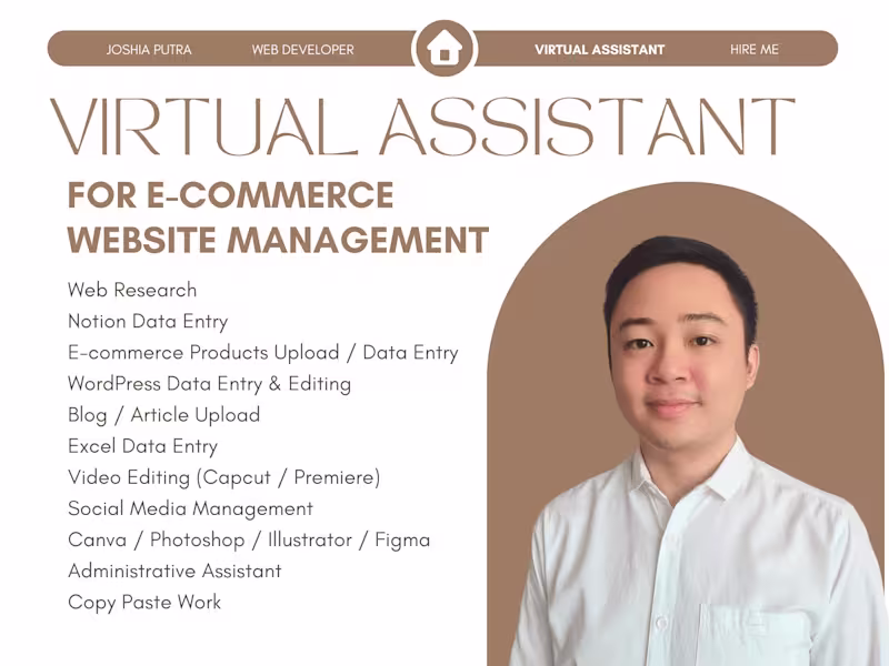 Cover image for Virtual Assistant for data entry, web research, product upload