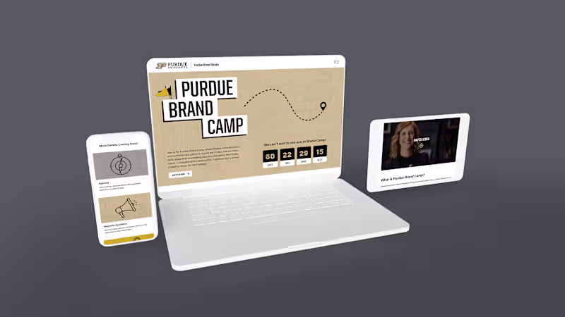 Cover image for Purdue University "Purdue Brand Camp" Event Landing Page