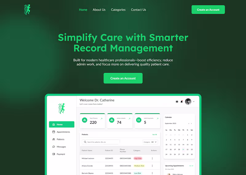 Cover image for Hero section of healthcare records management website