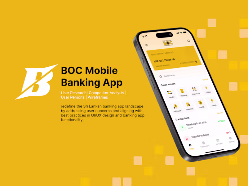 Cover image for Revolutionizing UX: Redesigning the BOC Mobile Banking App 