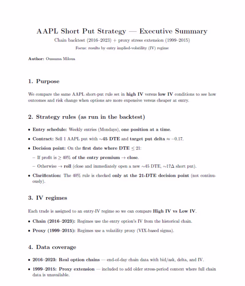 Cover image for AAPL Options study