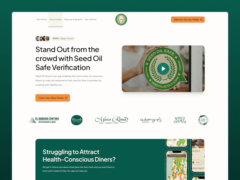 Cover image for Seed Oil Scout - Restaurant Landing Page