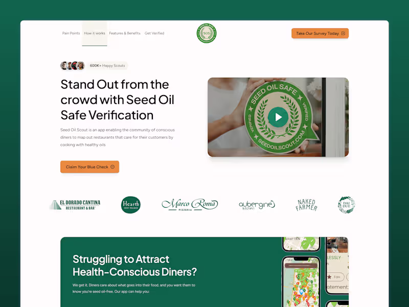 Cover image for Seed Oil Scout - Restaurant Landing Page