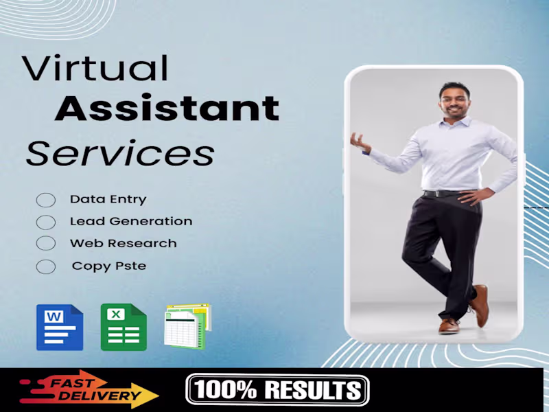 Cover image for I will be your Virtual Assistant for Data Entry