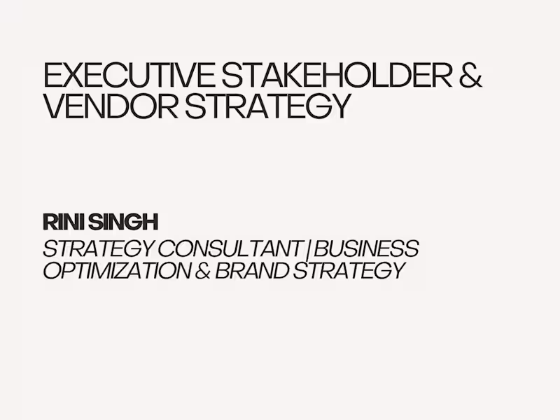 Cover image for Executive Stakeholder & Vendor Strategy 