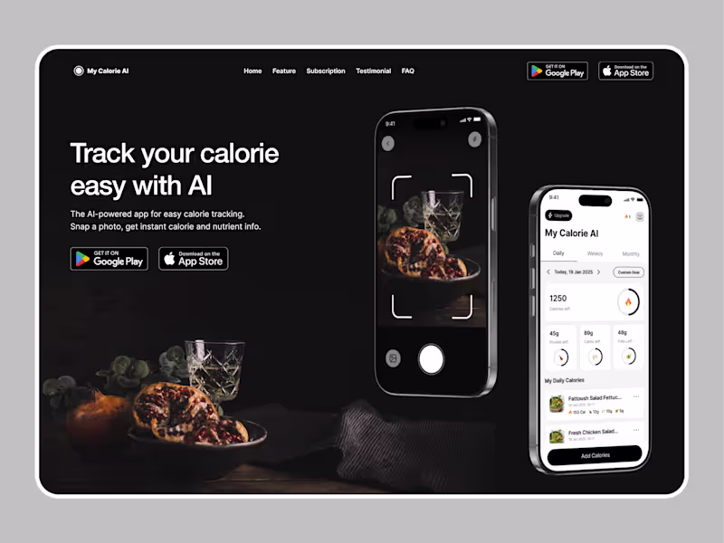 Cover image for CalorieAI: AI-Powered Nutrition Tracker Design