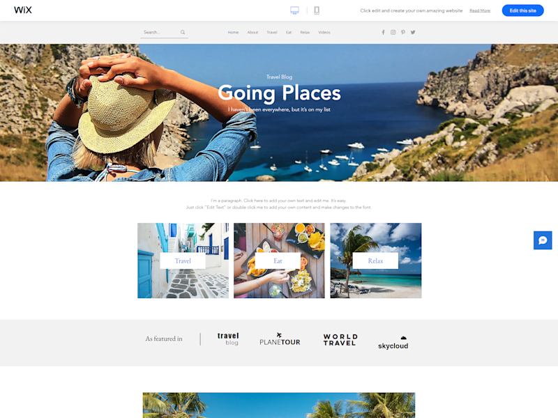Cover image for Travel Blog Wix Website Design 