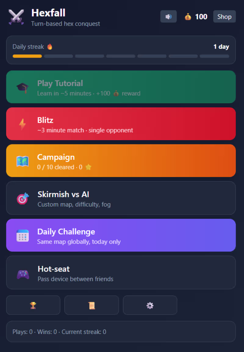 Cover image for Turn-based hex strategy in a