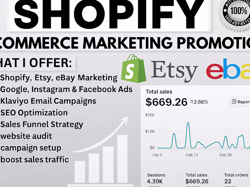 Cover image for I will promote shopify etsy amazon ebay seo marketing promotion