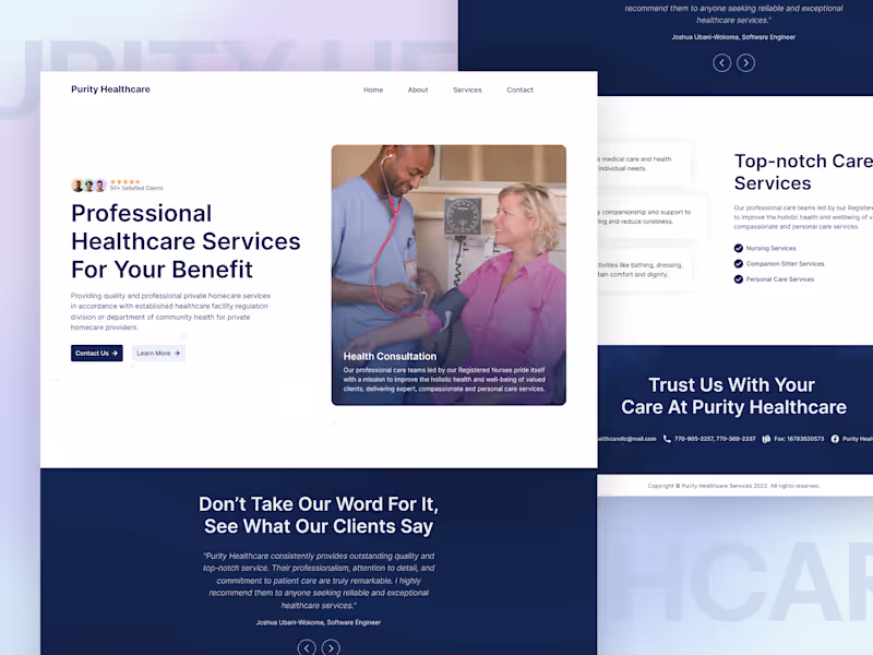 Cover image for Purity Healthcare | Landing Page