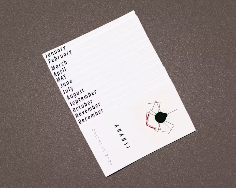 Cover image for Anansi Bookmark Calendar 2020