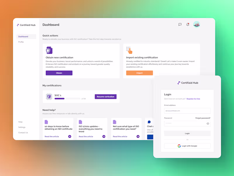 Cover image for Management Dashboard Designs for SOC & ISO Compliance