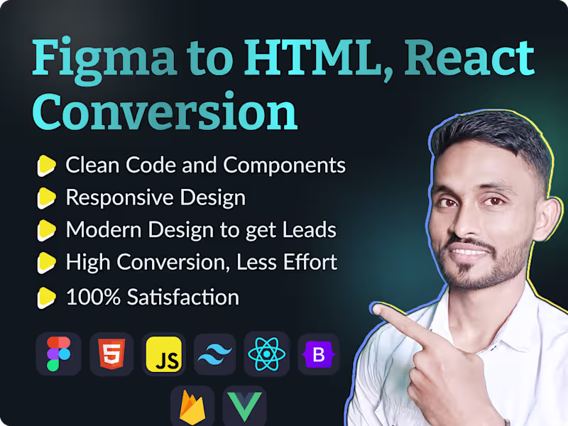 Cover image for Figma/XD design to Dynamic multi-functional Business Website