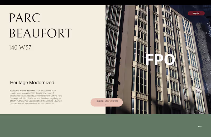 Cover image for Landing page for a new condominium  in NY