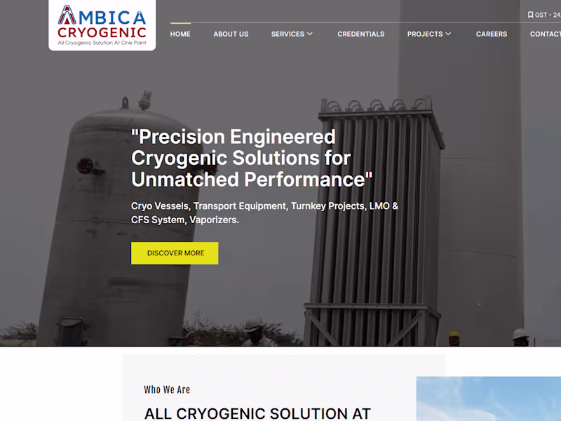 Cover image for Cryogenic Tank Manufacturer Website