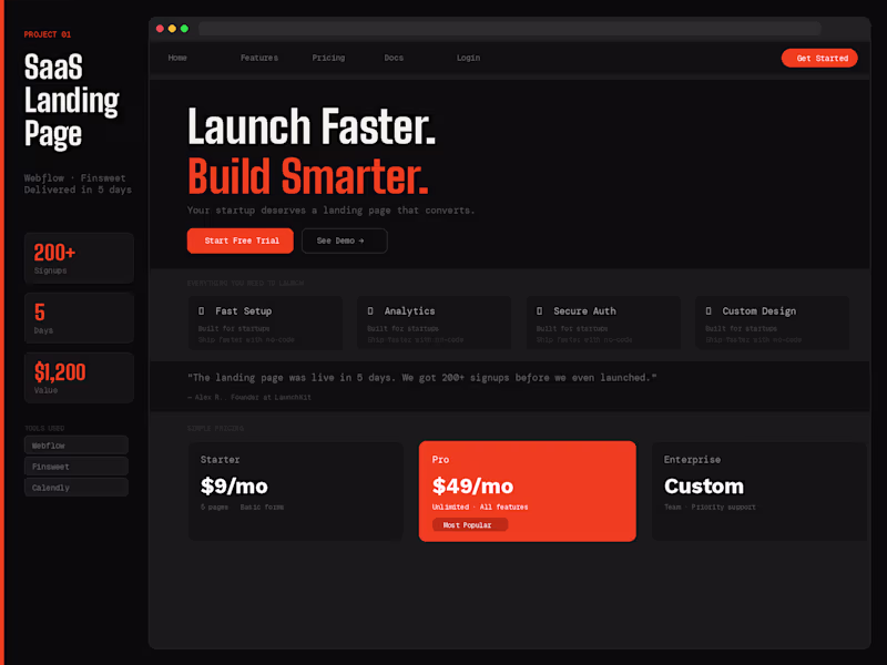 Cover image for Webflow Landing Page for Startups