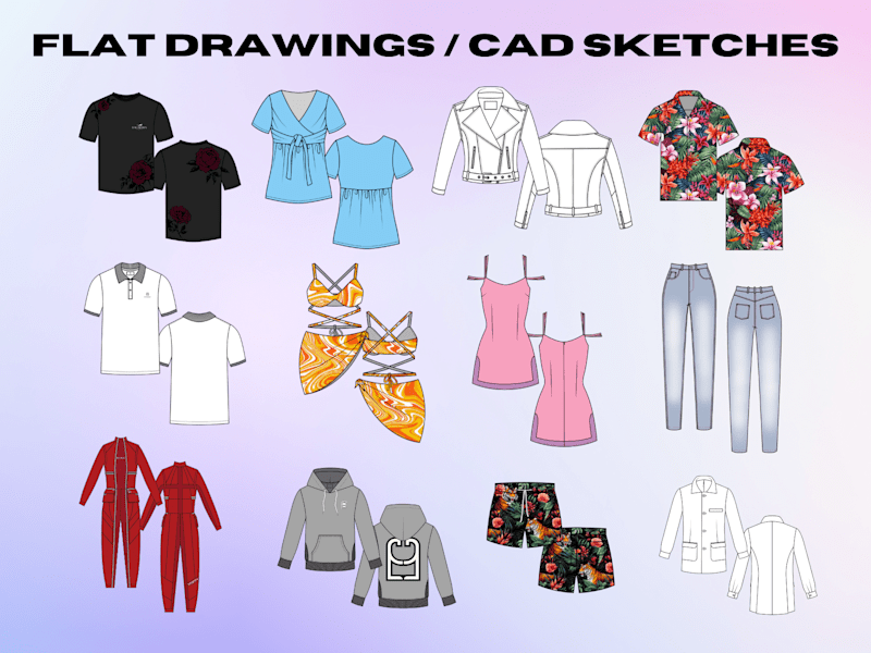 Cover image for Fashion Design Flat Drawing/CAD Sketch Clothing/Garments/Apparel