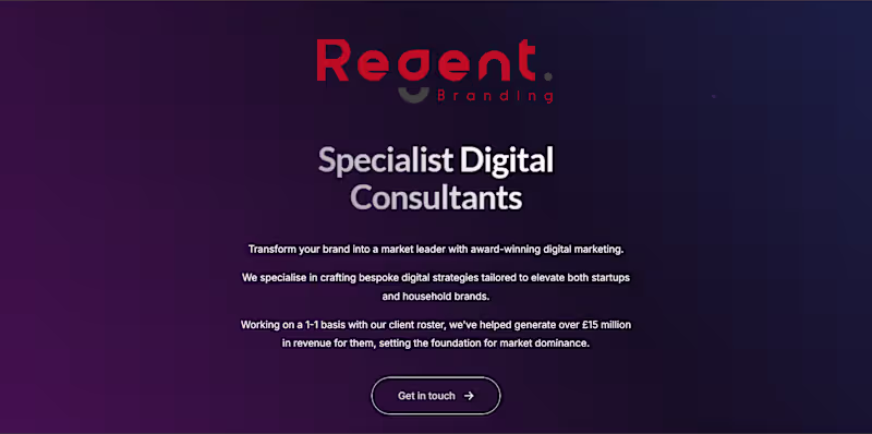 Cover image for Regent branding company official website.