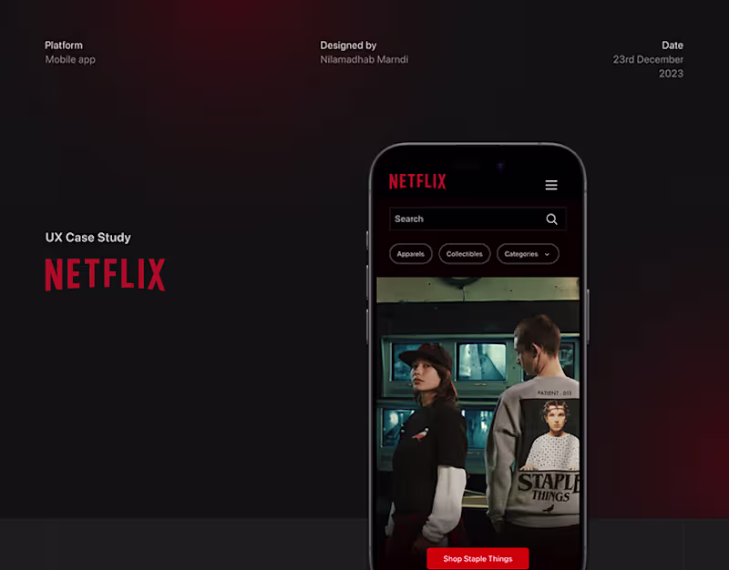 Cover image for Netflix Merchandise app | Case Study :: Behance