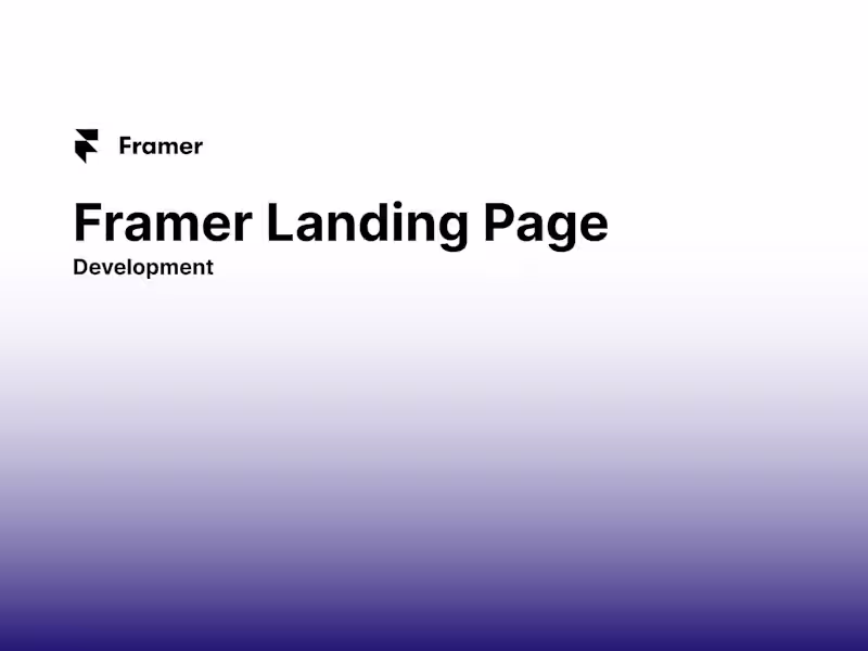 Cover image for Framer Landing Page - Development