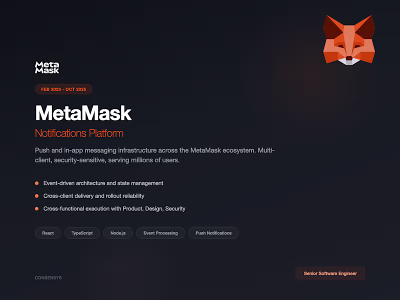 Cover image for MetaMask Notifications — Platform Infrastructure