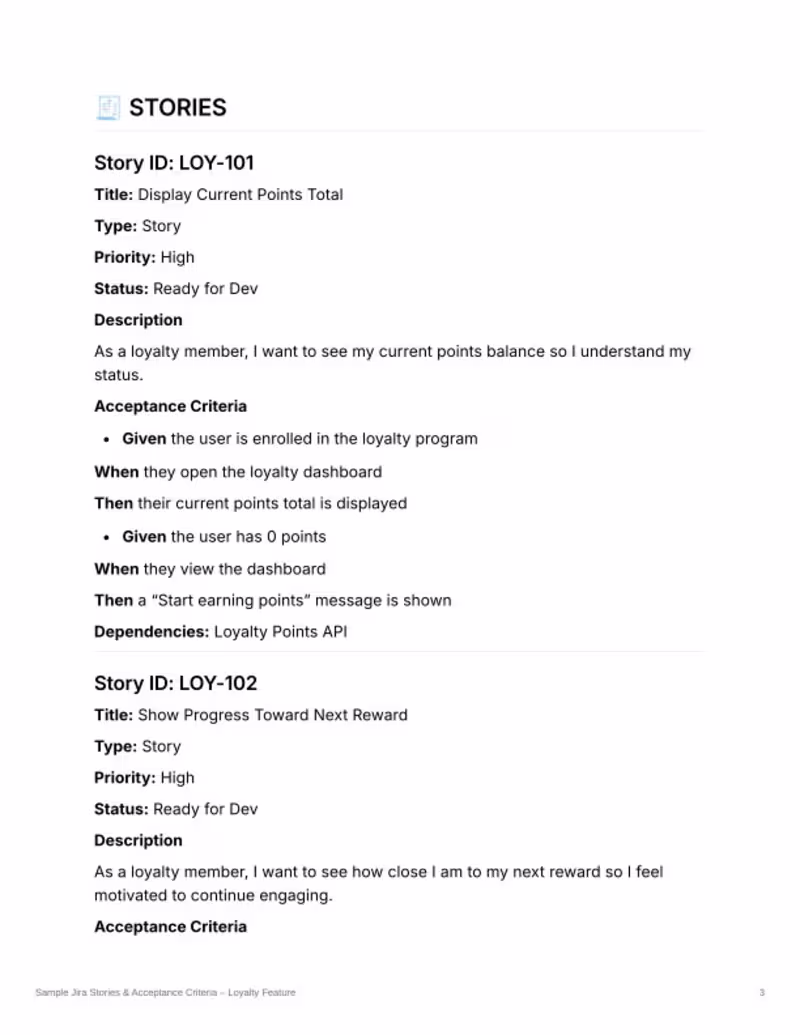 Cover image for Jira Stories & Acceptance Criteria