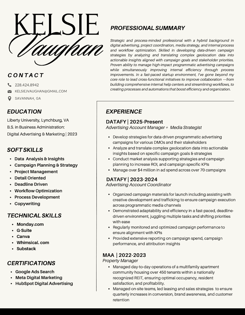 Cover image for Kelsie Vaughan- 2025 Resume 
