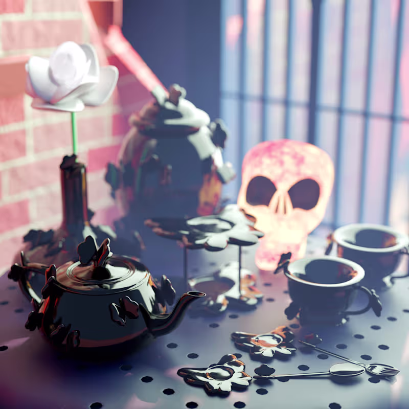 Cover image for Gothic Reverie Tea Party & Company 🖤💀☕️ Made in Blender! I...