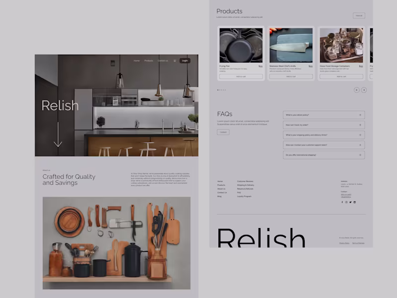 Cover image for Landing page design for a cooking Supplies  website