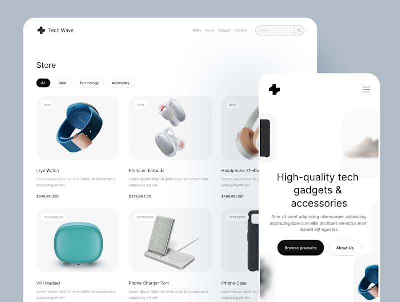 Cover image for Tech Wave - Ecommerce Template for Framer
