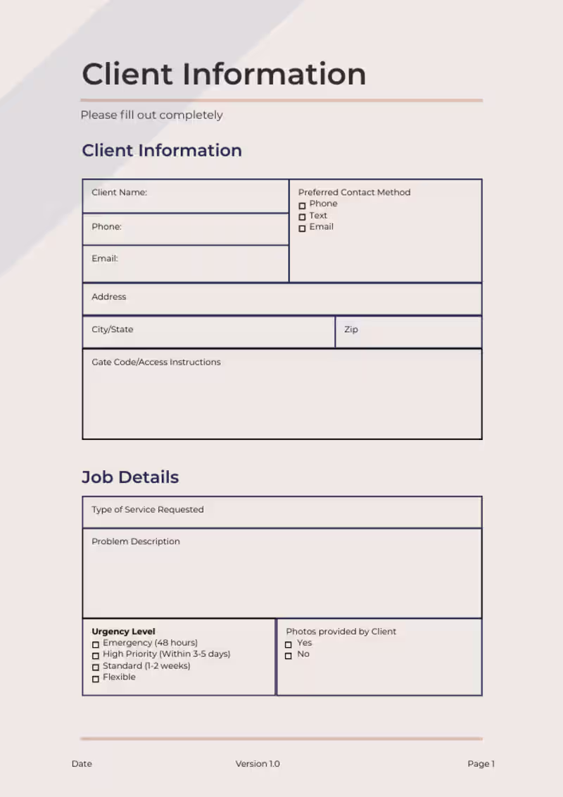 Cover image for Client Onboarding Form (Home-Service Contractors)
