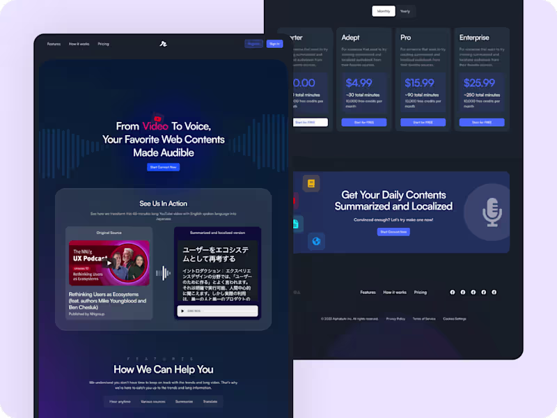Cover image for AI Audiobook Generator Landing Page