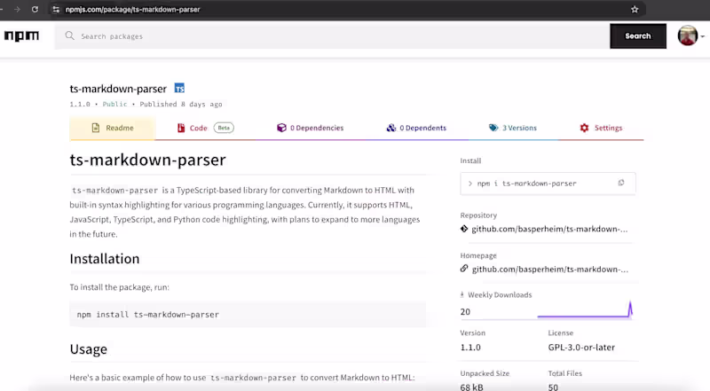 Cover image for Published an NPM Package That Converts Markdown to HTML