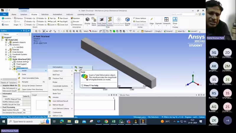 Cover image for Ansys beam Analysis Part 2 by Rahul K Patil - YouTube