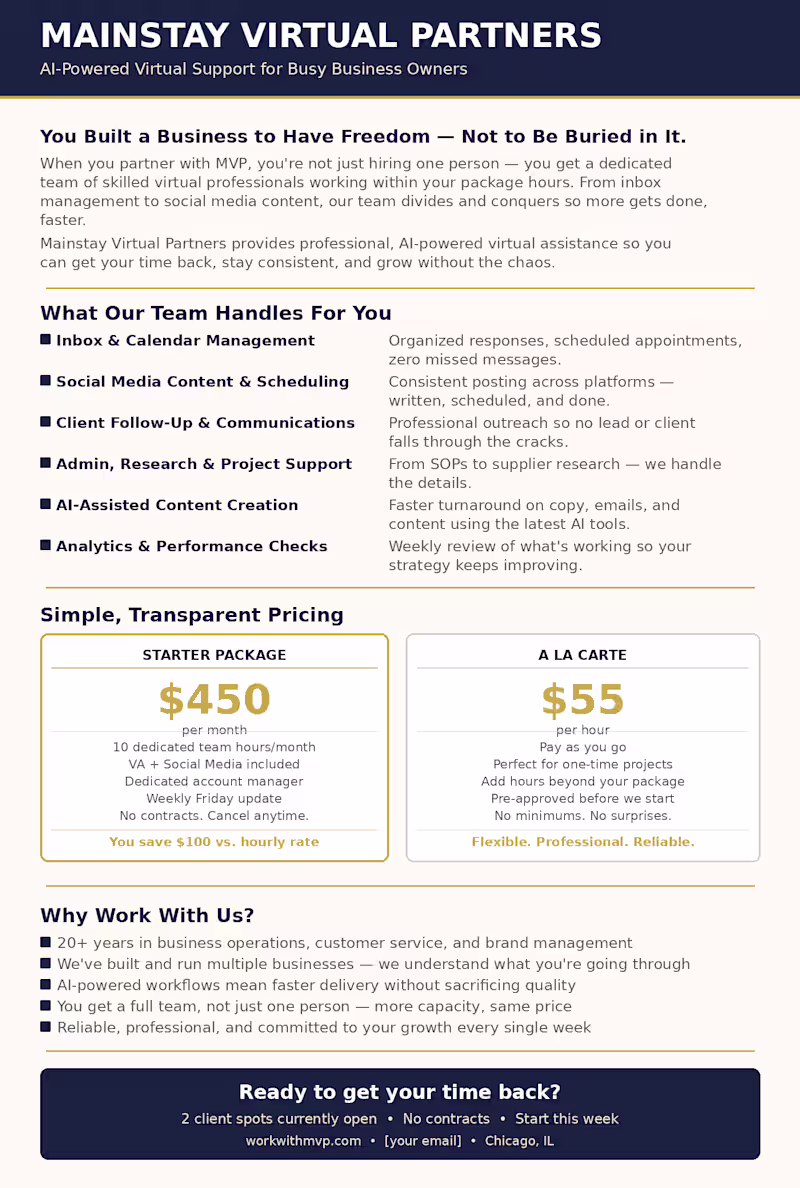 Cover image for Virtual Assistant & Social Media Management