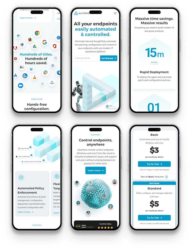 Cover image for Automox SaaS Web Design and illustration set