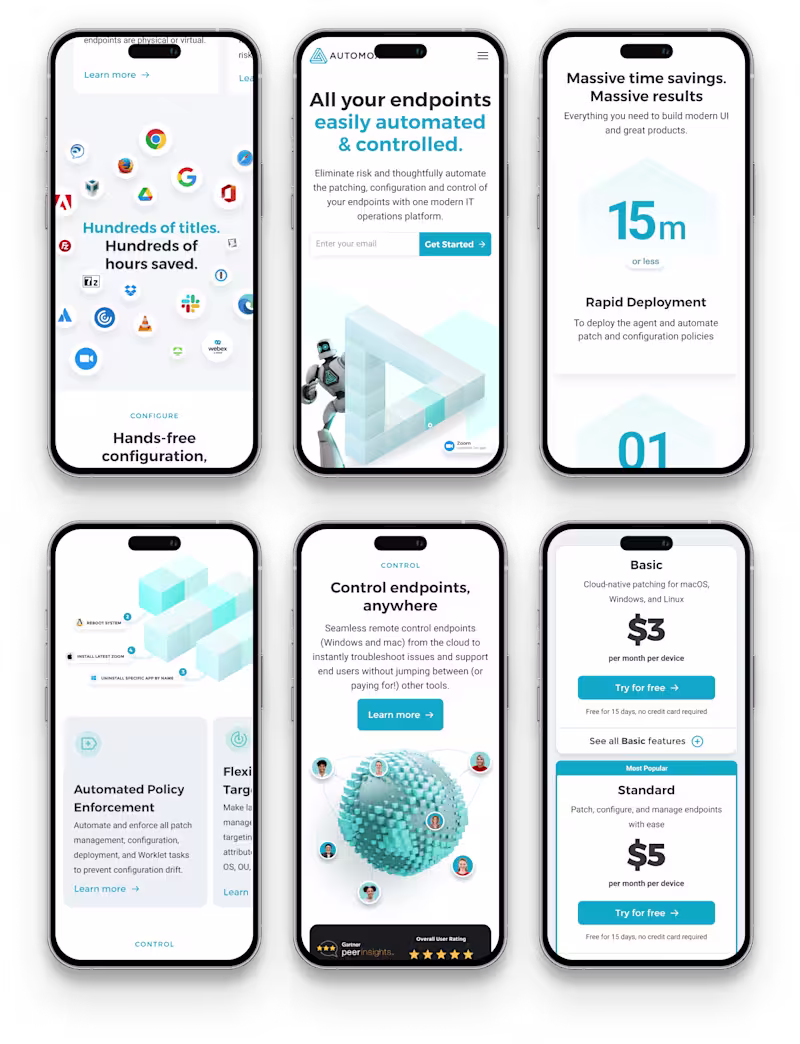 Cover image for Automox SaaS Web Design and illustration set