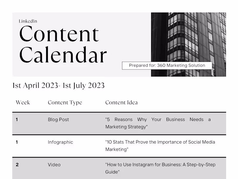Cover image for Content Calendar for a marketing agency