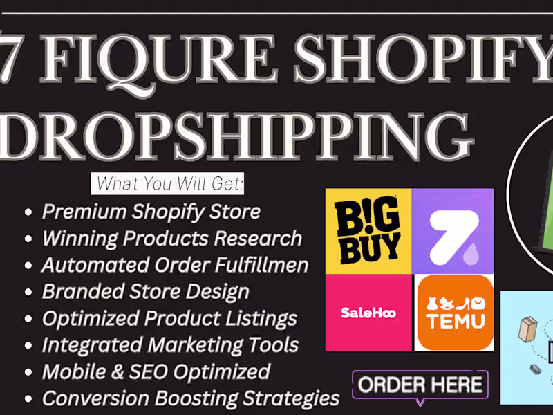 Cover image for I will build shopify dropshipping store redesign shopify website
