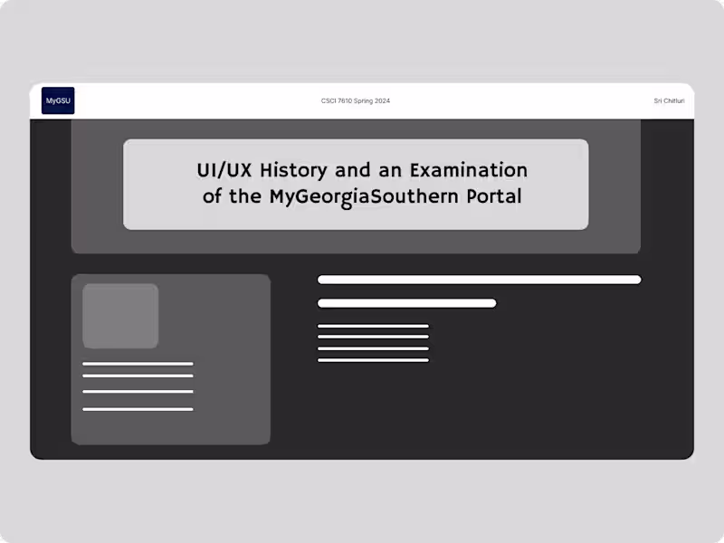 Cover image for UI/UX History and an Examination of the MyGeorgiaSouthern Portal