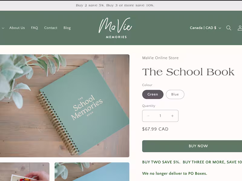 Cover image for Shopify E-commerce Site for Mavie Memories
