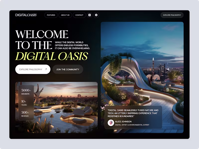 Cover image for Digital Oasis - website hero explorations
