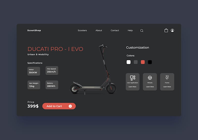Cover image for Ux-Ui Web Concept Design - Electrical Scooter - Ducati